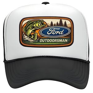 OTTO White and Black Ford Outdoorsman Patch Trucker Hat